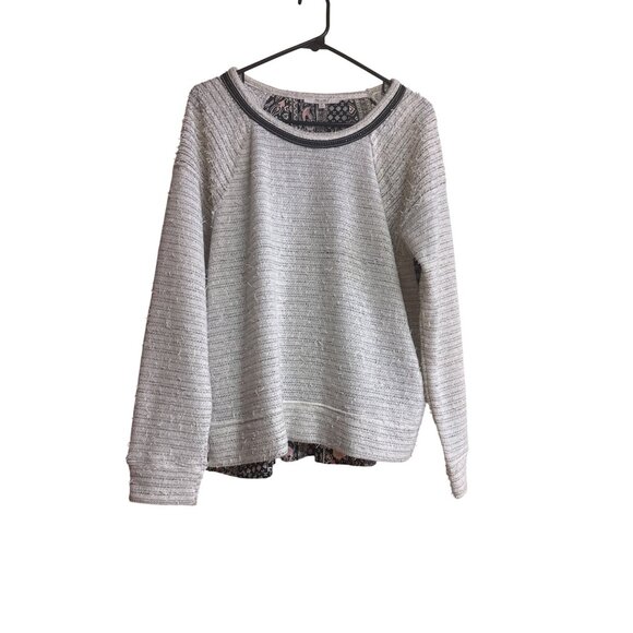 Miss Me Womens M Knit Pullover Sweater With Beaded Neckline & Floral Pattern Bac - Picture 2 of 5